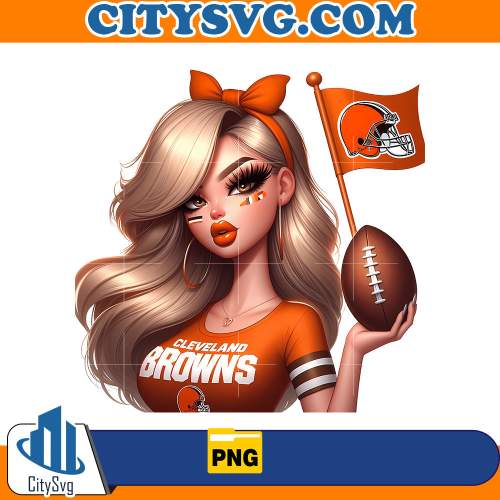Girl hold flag Cleveland Browns Png CitySvg