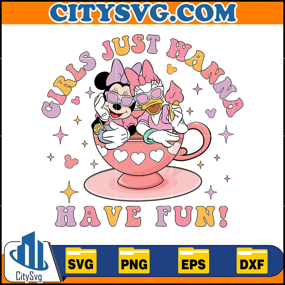 GirlsJustWannaHaveFunMinnieDaisySvg