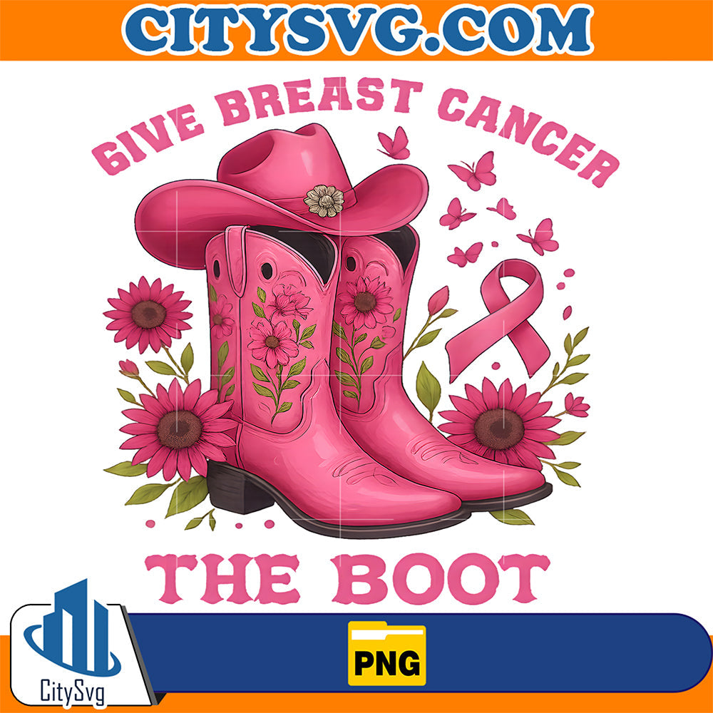Give-Breast-Cancer-The-Boot-Floral-Pink-Cowboy-Png