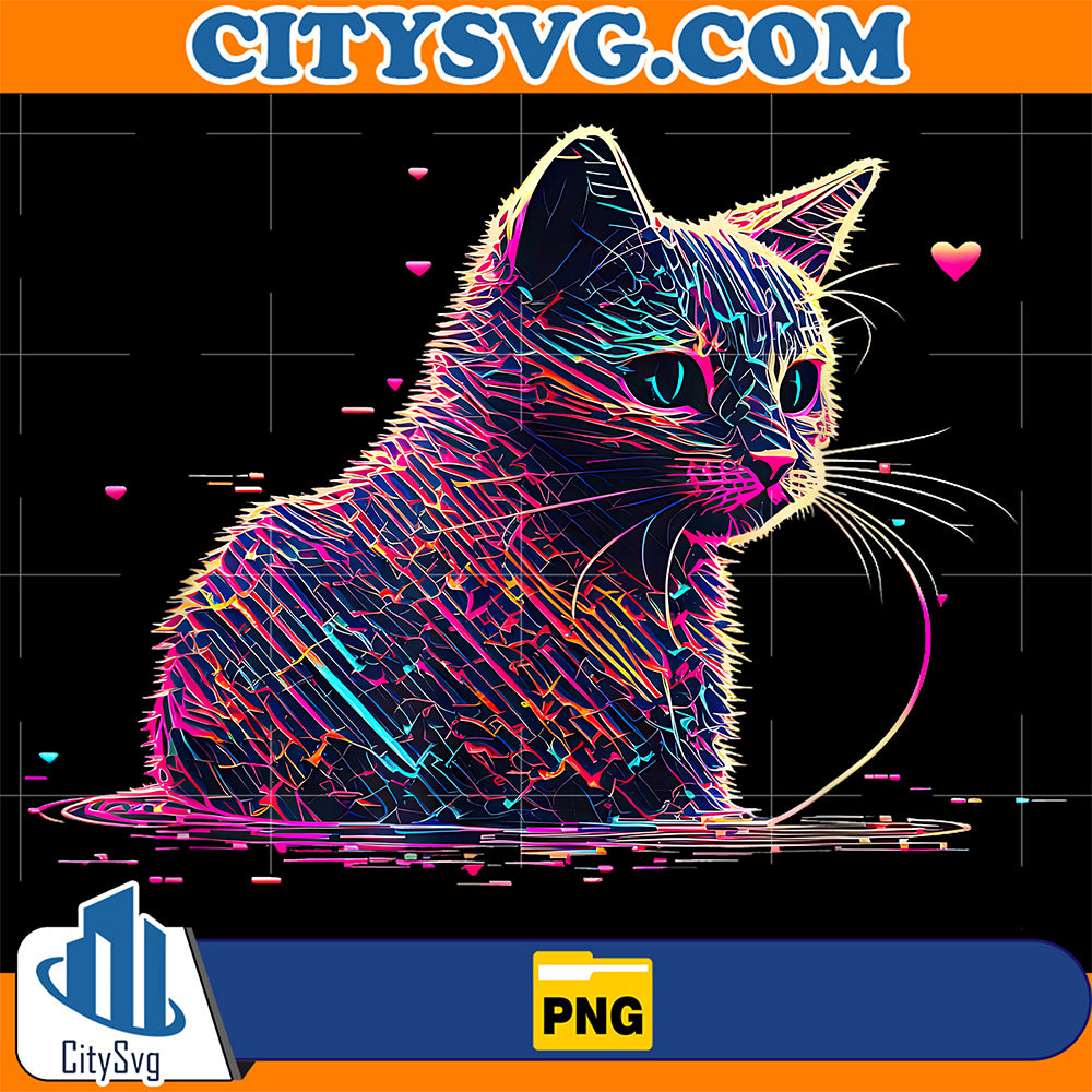 Glitch-Art-Cute-Cat-Kitten-Valentine-Heart-Png