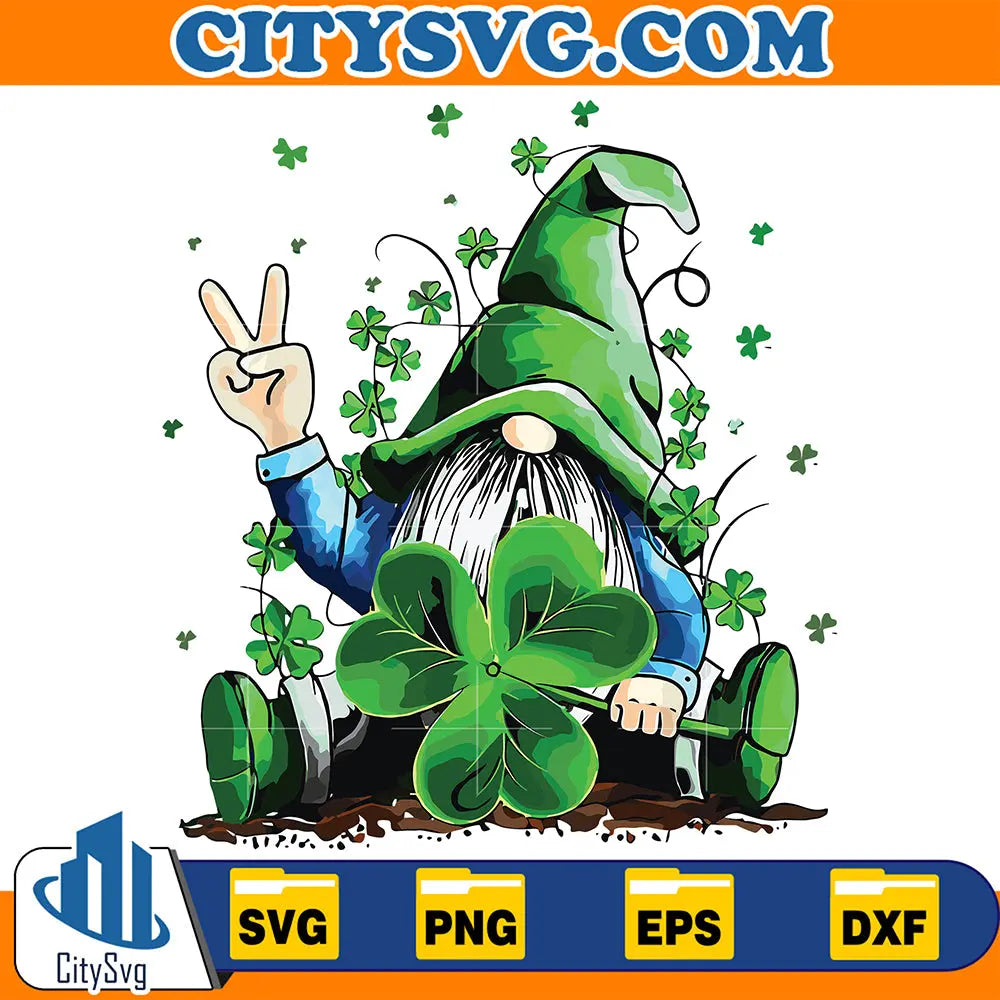 GnomeHoldingShamrockStPatricksSvg