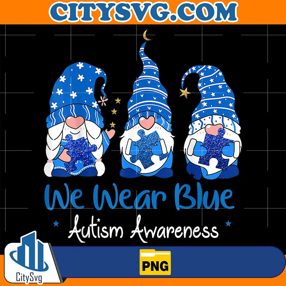 GnomeWeWearBlueAutismAwarenessPng