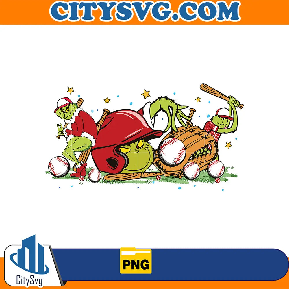 GrinchBaseballChristmasGameDayPng