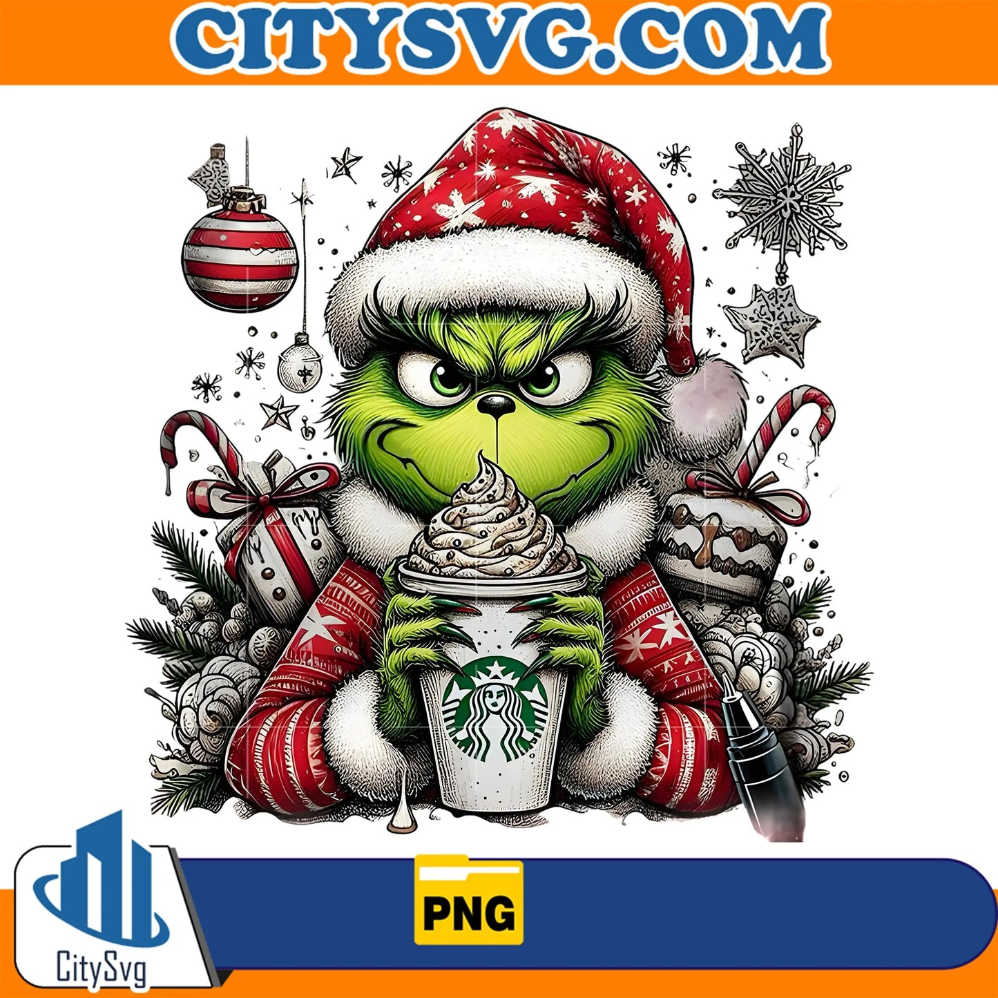 GrinchCoffeeStarbuckChristmasPng