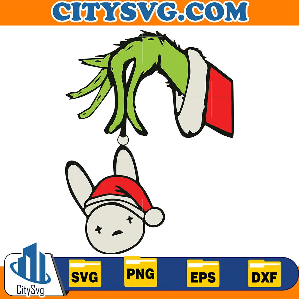 GrinchHandBadBunnyChristmasSvg