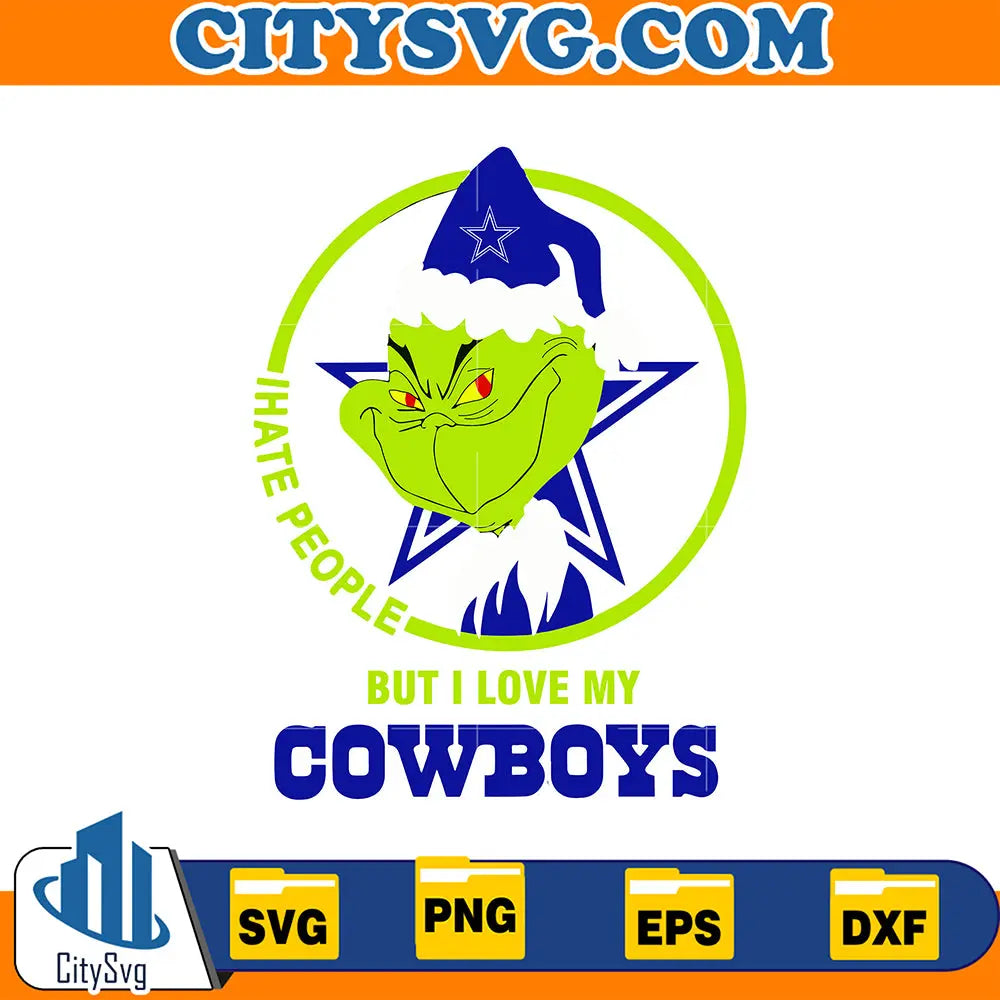 GrinchIHatePeopleButILoveMyCowboysChristmasSvg