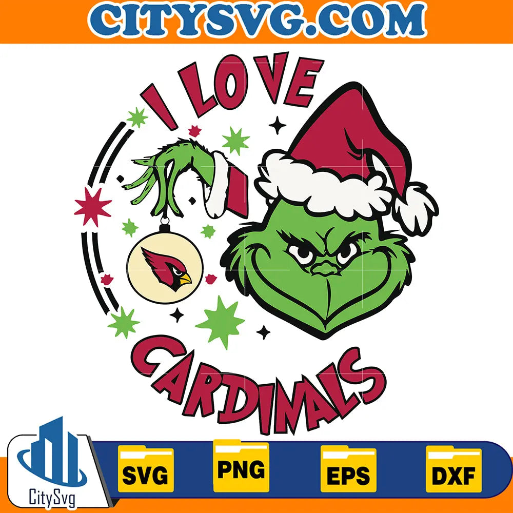 GrinchILoveArizonaCardinalsChristmasSvg