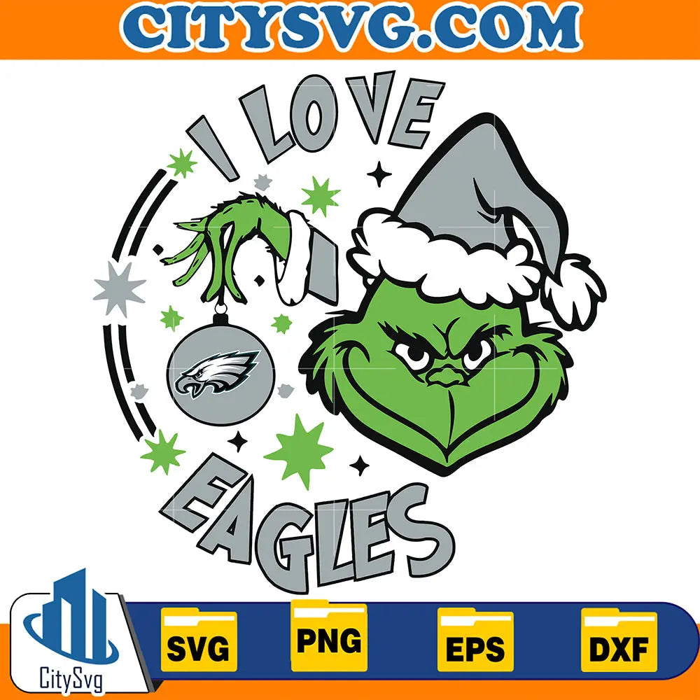 GrinchILovePhiladelphiaEaglesChristmasSvg