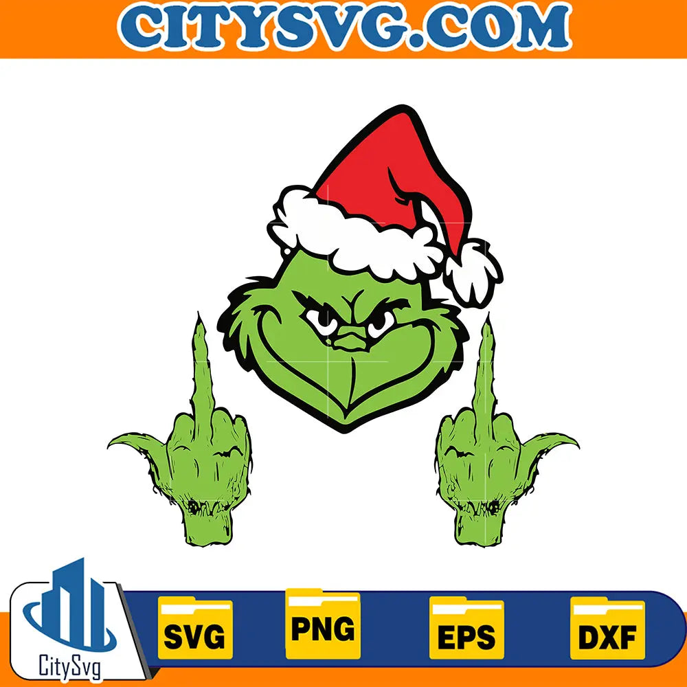 GrinchMiddleFingerFunnyGrinchFaceSvg