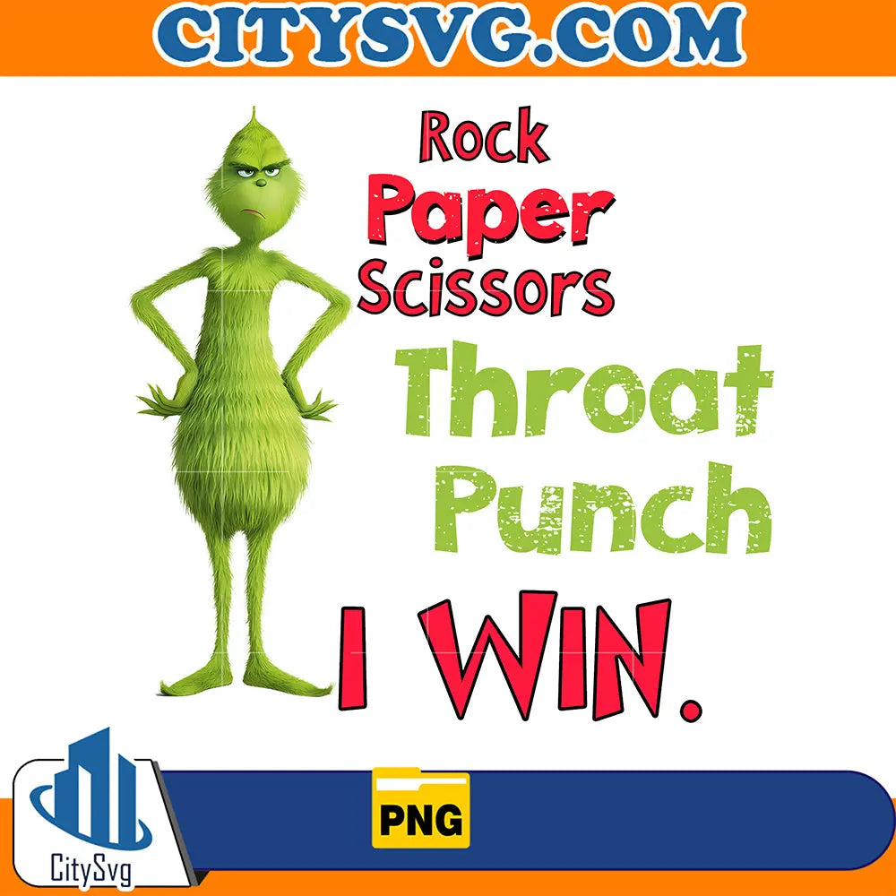 GrinchRockPaperScissorsThroatPunchIWinChristmasPng