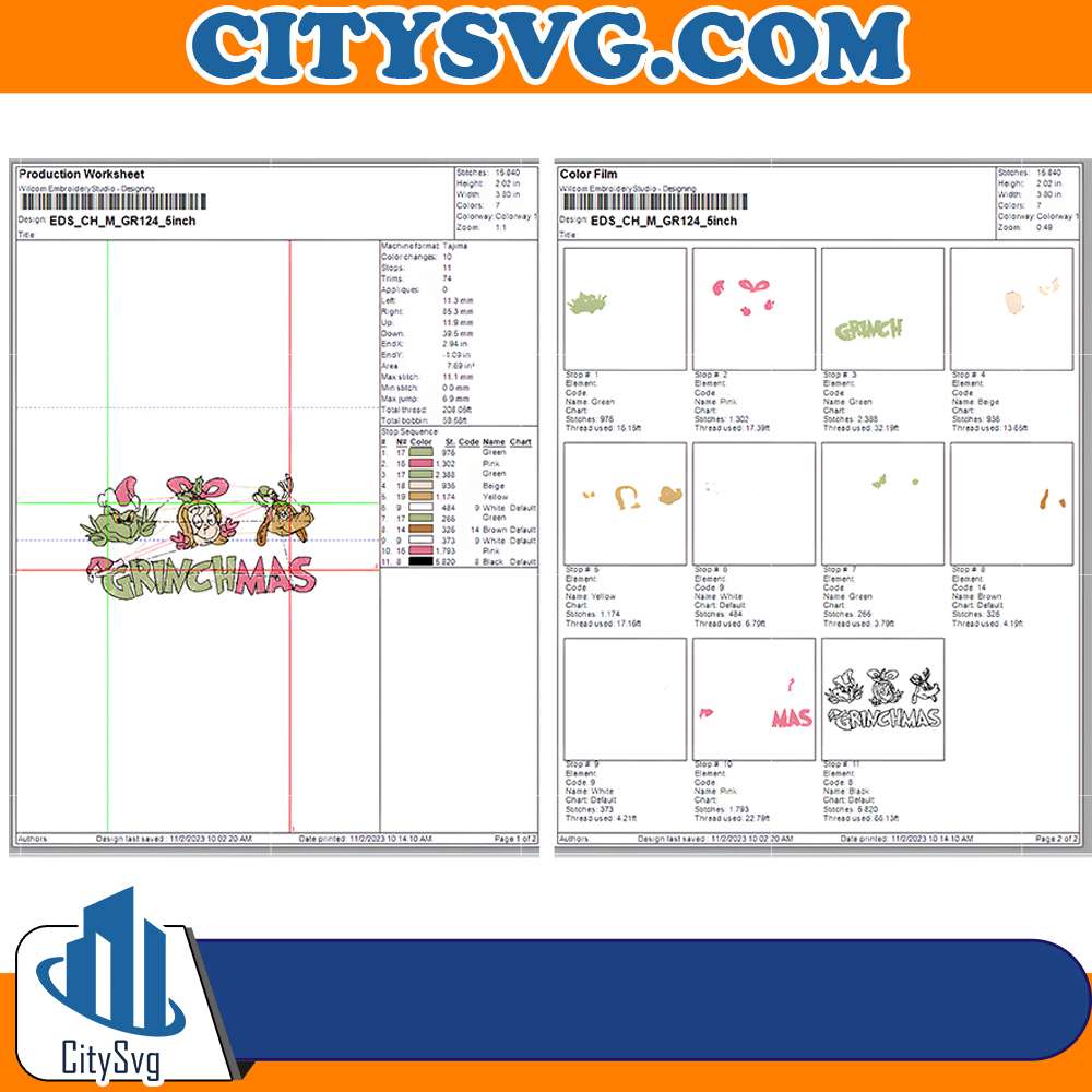 Grinchmas Embroidery CITYSVG