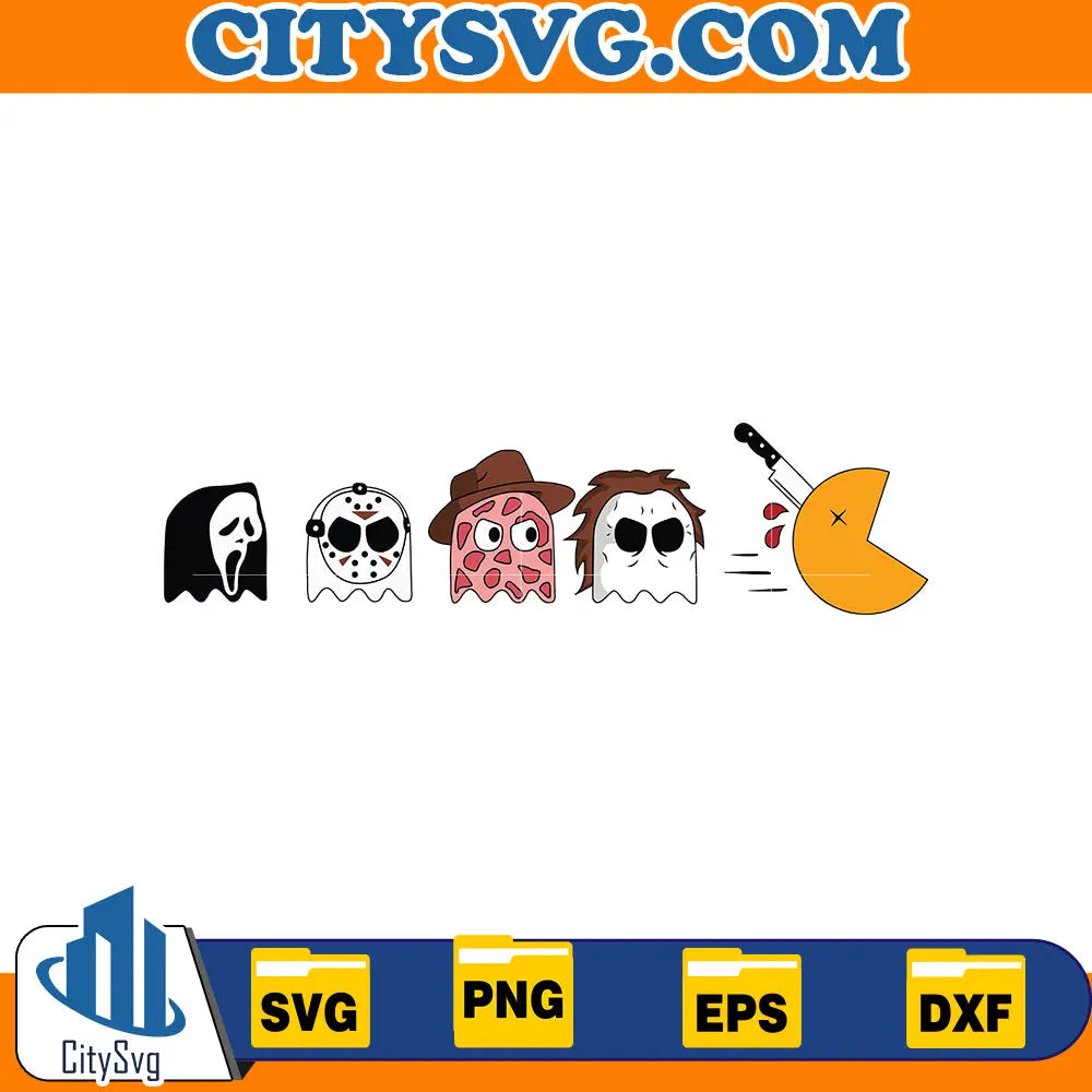Halloween Character SVG, Horror Character Pac Man SVG, Instant Download CitySvg