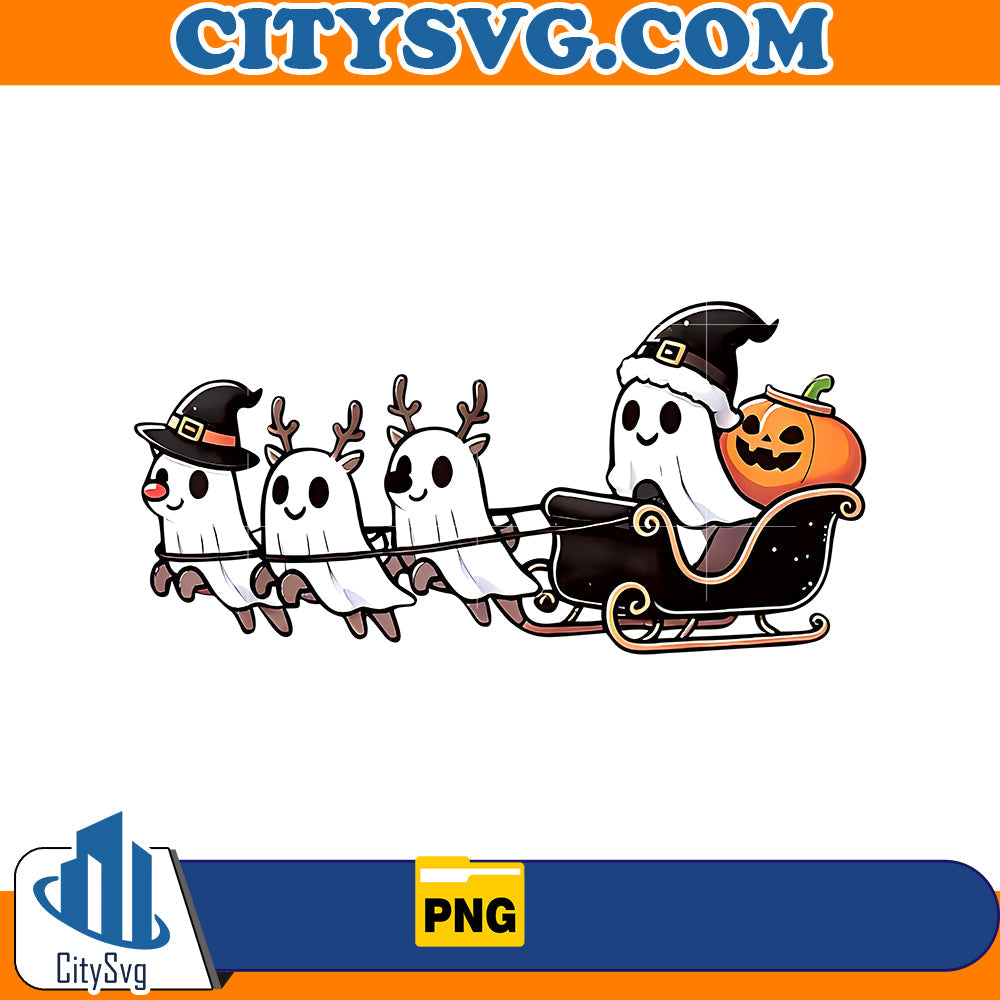 Halloween Christmas Santa's Reindeer Ghost Png CitySvg