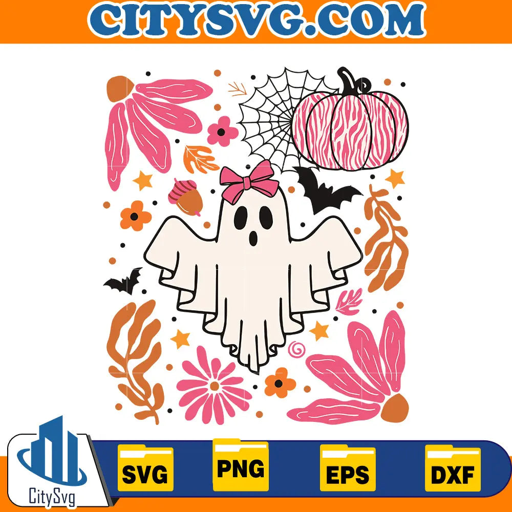 Halloween Pink Ghost Svg CitySvg