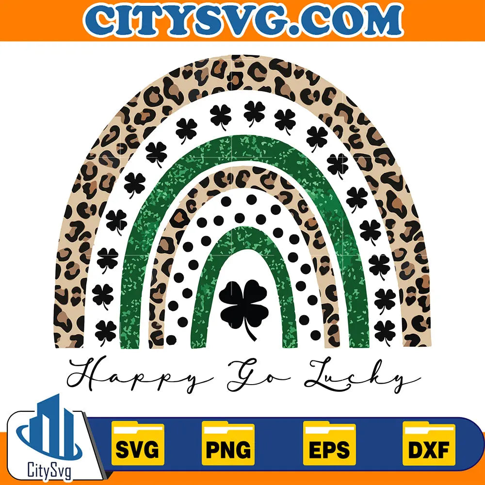 HappyGoLuckyStPatricksRainbowSvg