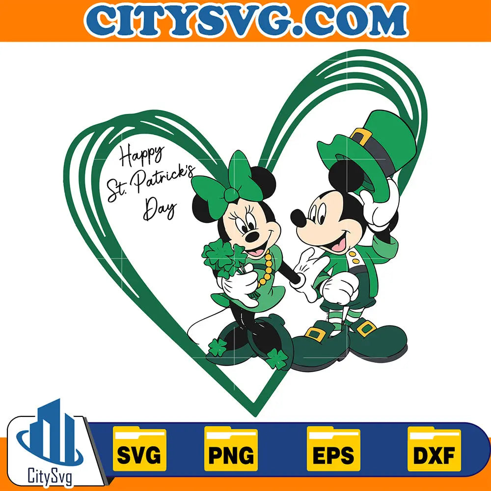 HappyStPatricksDayMickeyMinnieHeartSvg