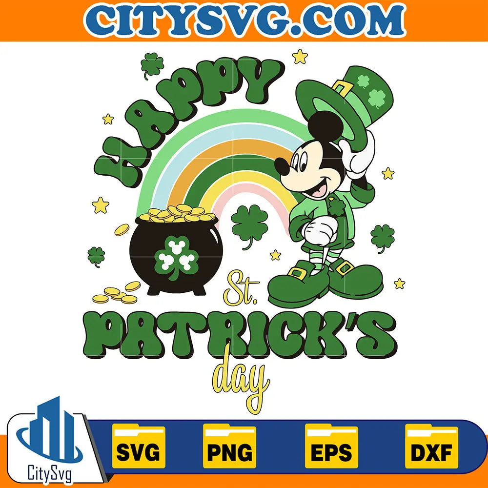HappyStPatricksDayMickeyMousePotOfGoldSvg