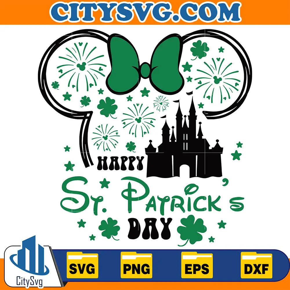HappyStPatricksDayMinnieHeadCastleSvg