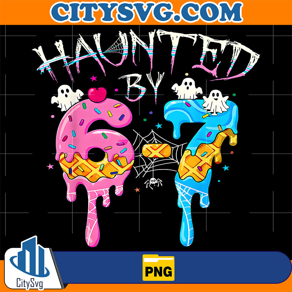 Haunted-By-67-Ice-Cream-Drip-Funny-Six-Seven-Meme-Halloween-Png