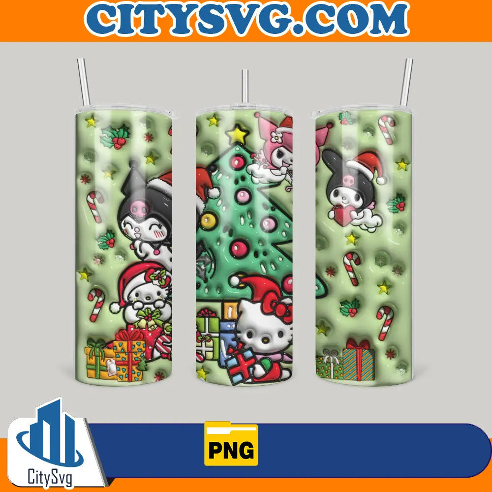 HelloKitty3DInflatedChristmas20ozSkinnyTumblerPng1