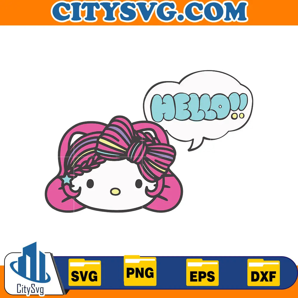 Hello Kitty Kawaii Pink Hair Svg CitySvg
