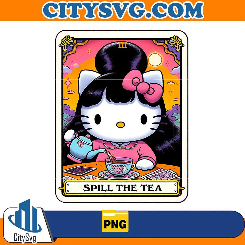 HelloKittySpillTheTeaMomTarotCardPng