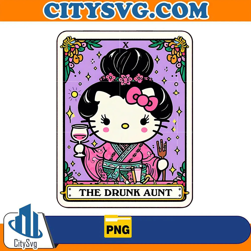 HelloKittyTheDrunkAuntMomTarotCardPng