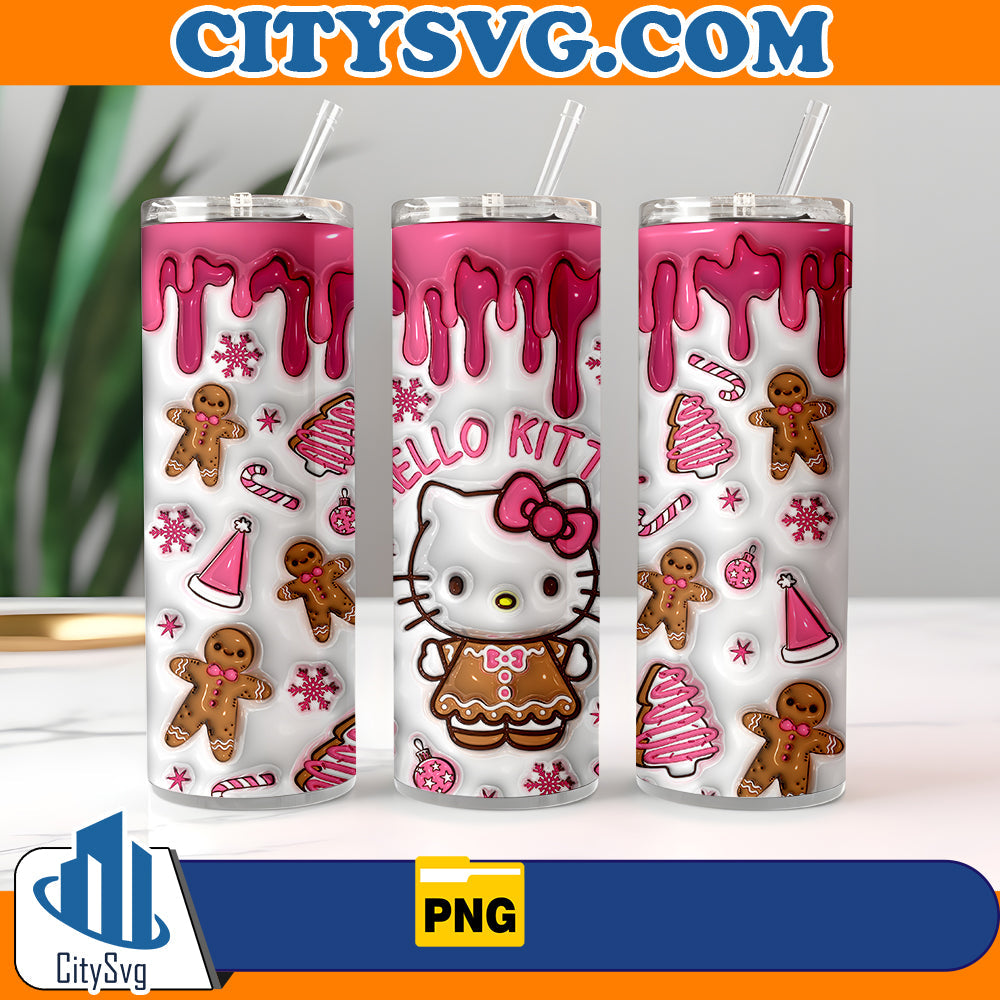 3D Inflated Hello kitty Christmas Tumbler Png CitySvg