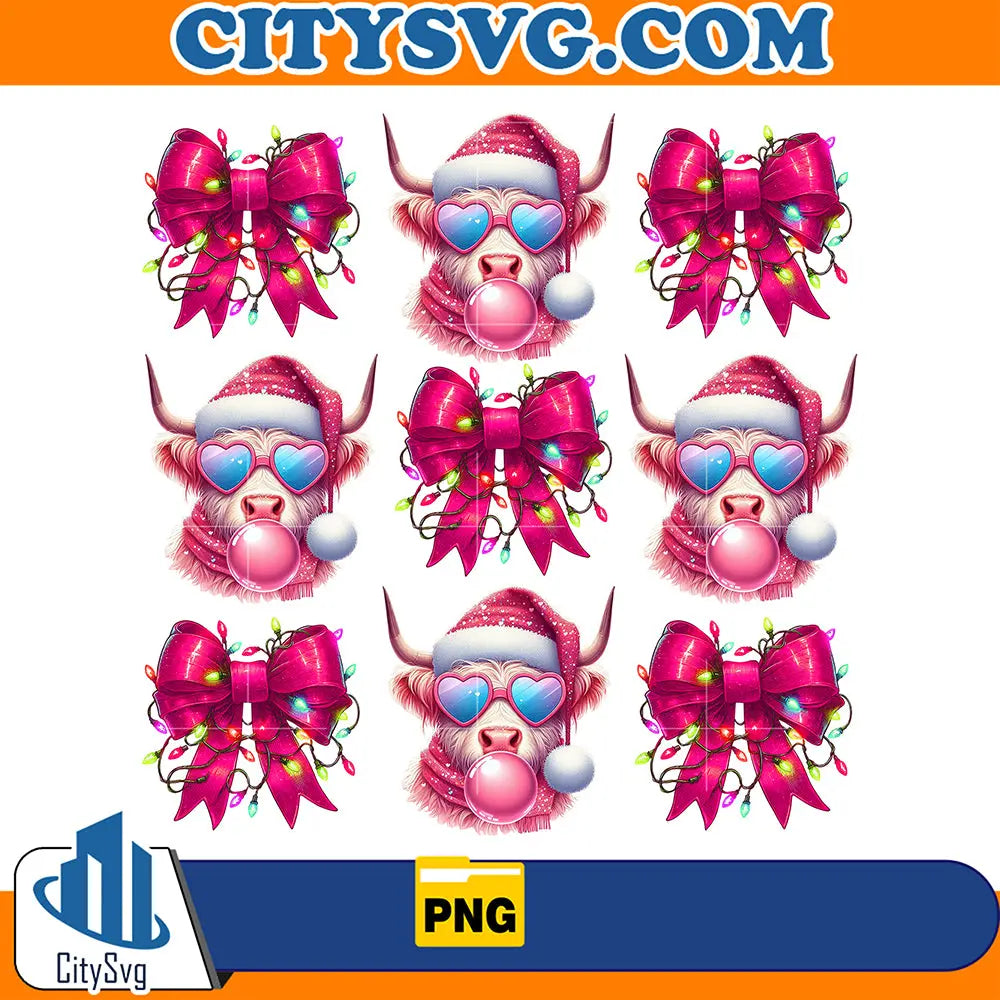 HighlandCowCoquetteBowValentinePng_2
