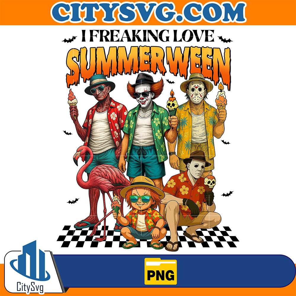 I Freaking Love Summerween Horror Chracters Halloween Png CitySvg