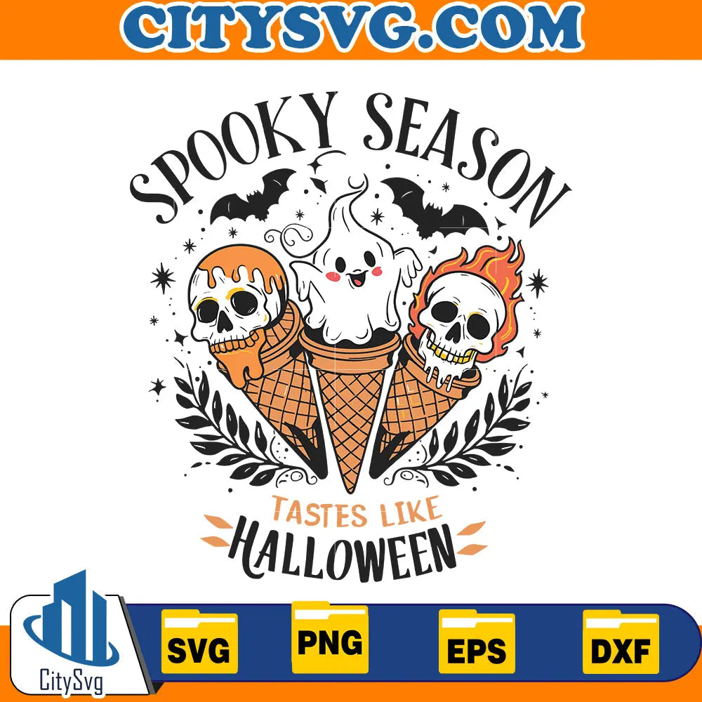 Ice Cream Cones Spooky Season Tastes Like Halloween Svg CitySvg