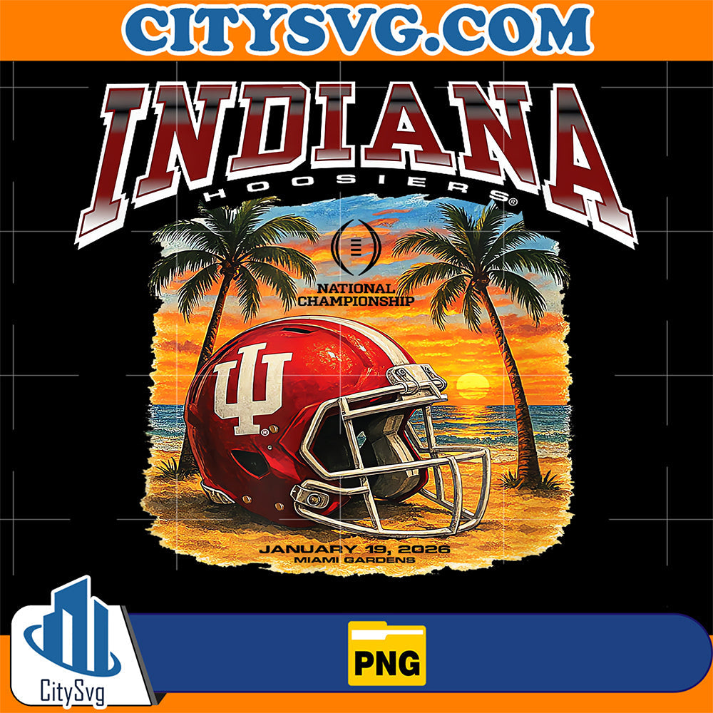 Indiana Hoosiers CFP National Championship 2026 Retro Sunset Png CitySvg