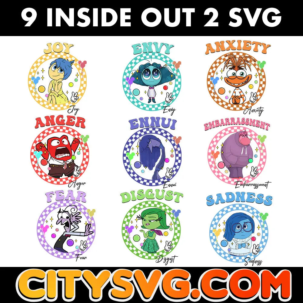 9 Inside Out 2 Bundle svg, Digital Download CitySvg
