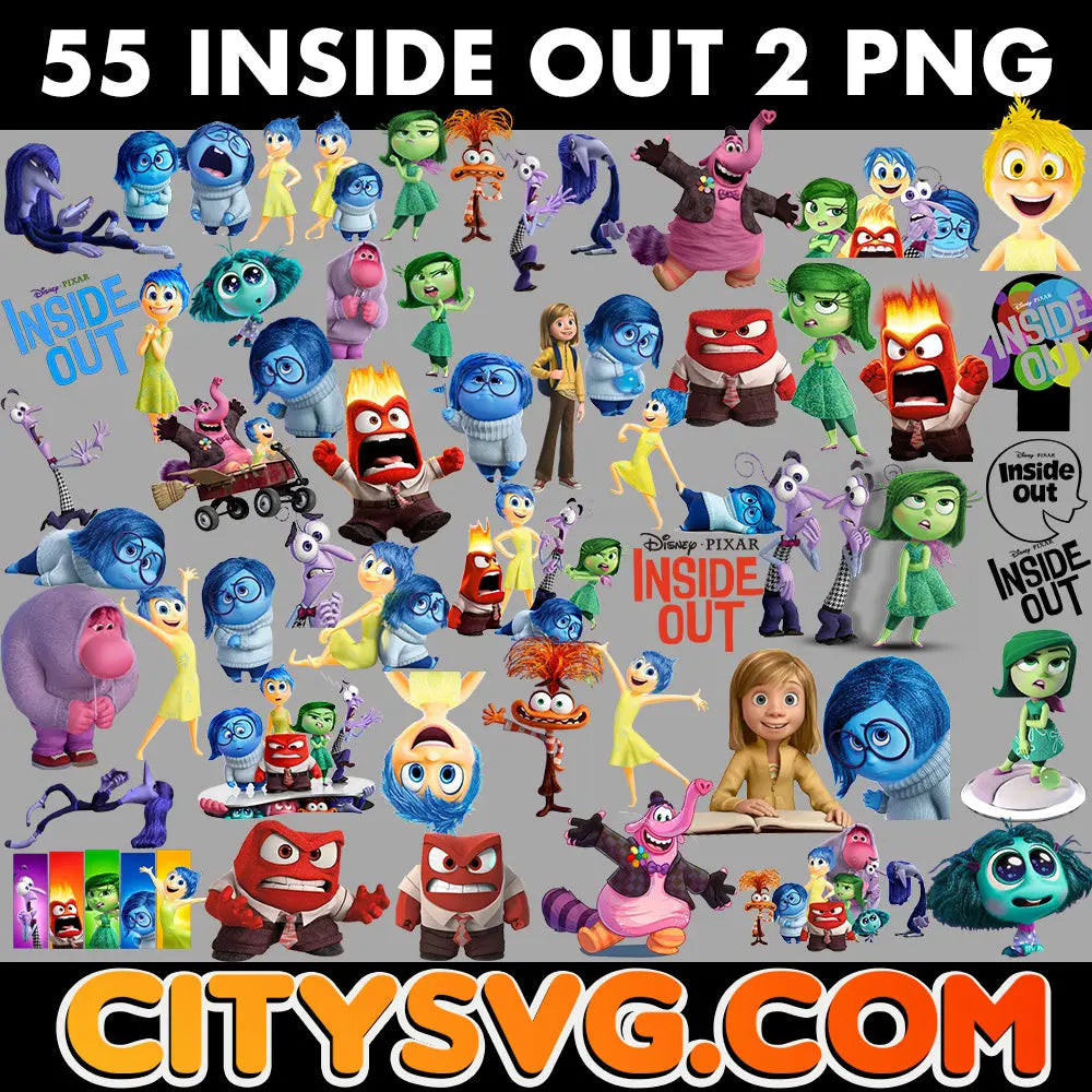 55 Inside Out 2 PNG, Clipart bundle, Digital Download CitySvg