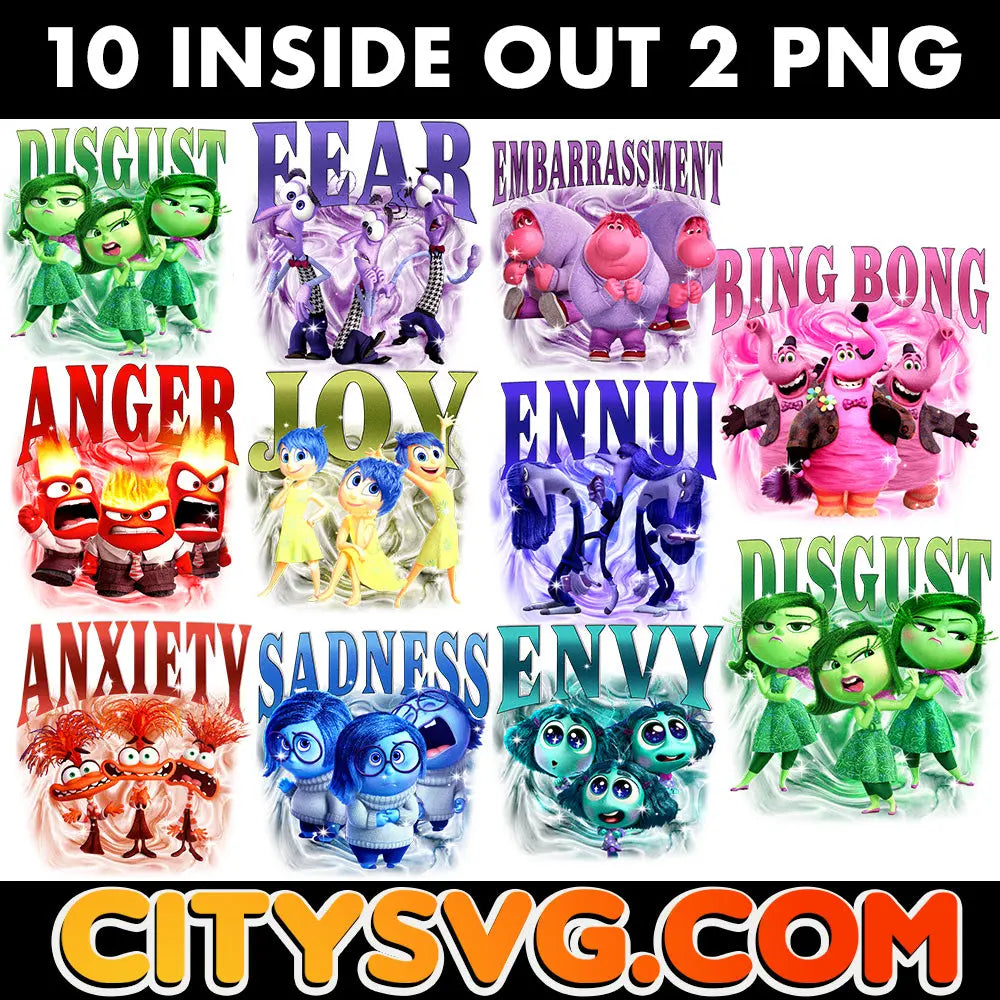 10 Inside Out Emotions PNG Bundle, Digital Download CitySvg