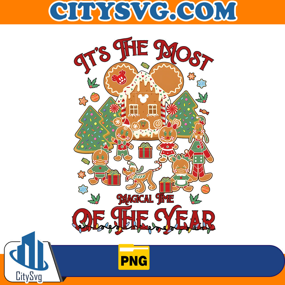 It's The Most Wonderful Time Of The Year Christmas Png, Disney Castle Mickey and Friends Gingerbread Cookies Png CitySvg