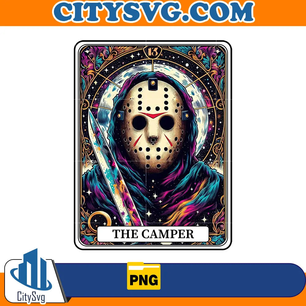 Horror tarot card Jason Voorhees The Camper png CitySvg