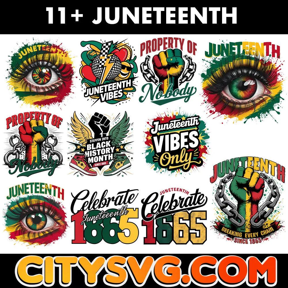 Juneteenth Black History Bundle Png, Digital Download CitySvg