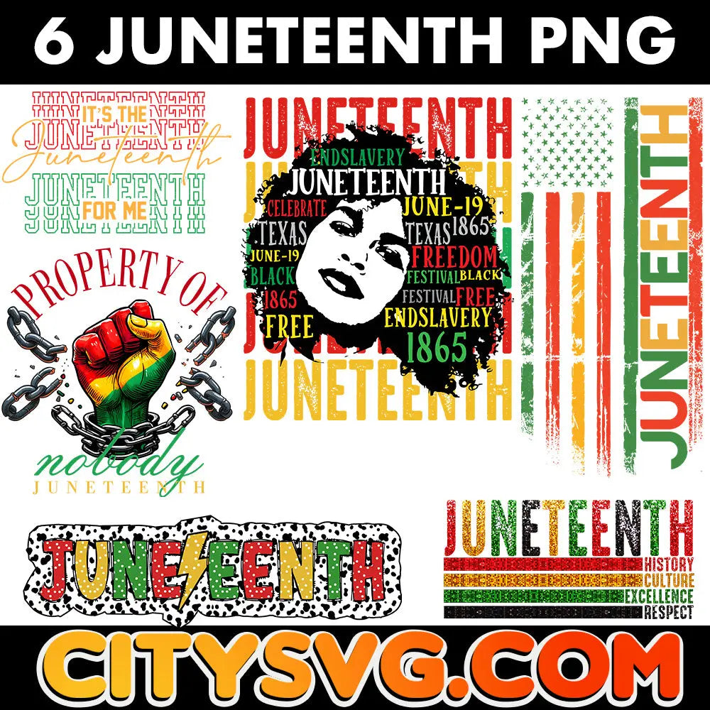 6 Juneteenth bundle designs, Digital Download CitySvg