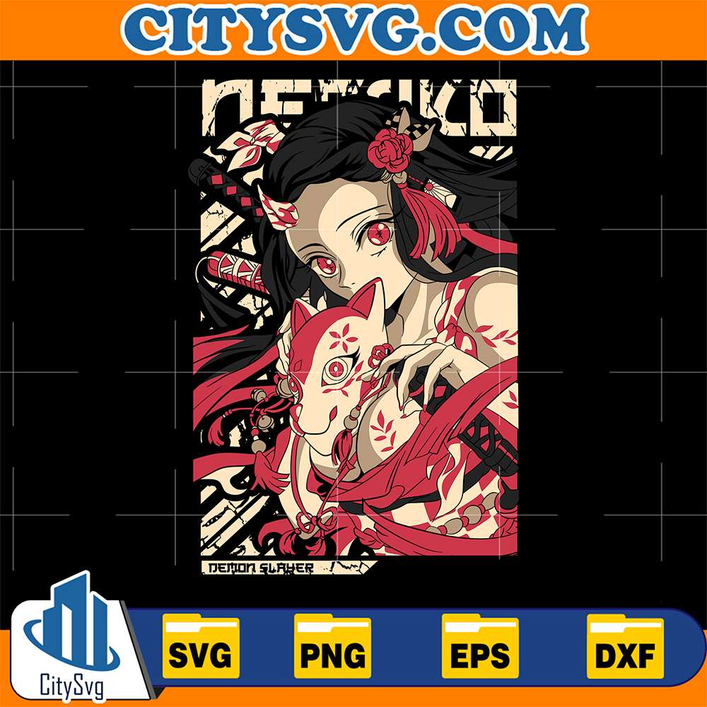 Kamado-Nezuko-Demon-Slayer-Fox-Mask-Anime-Svg