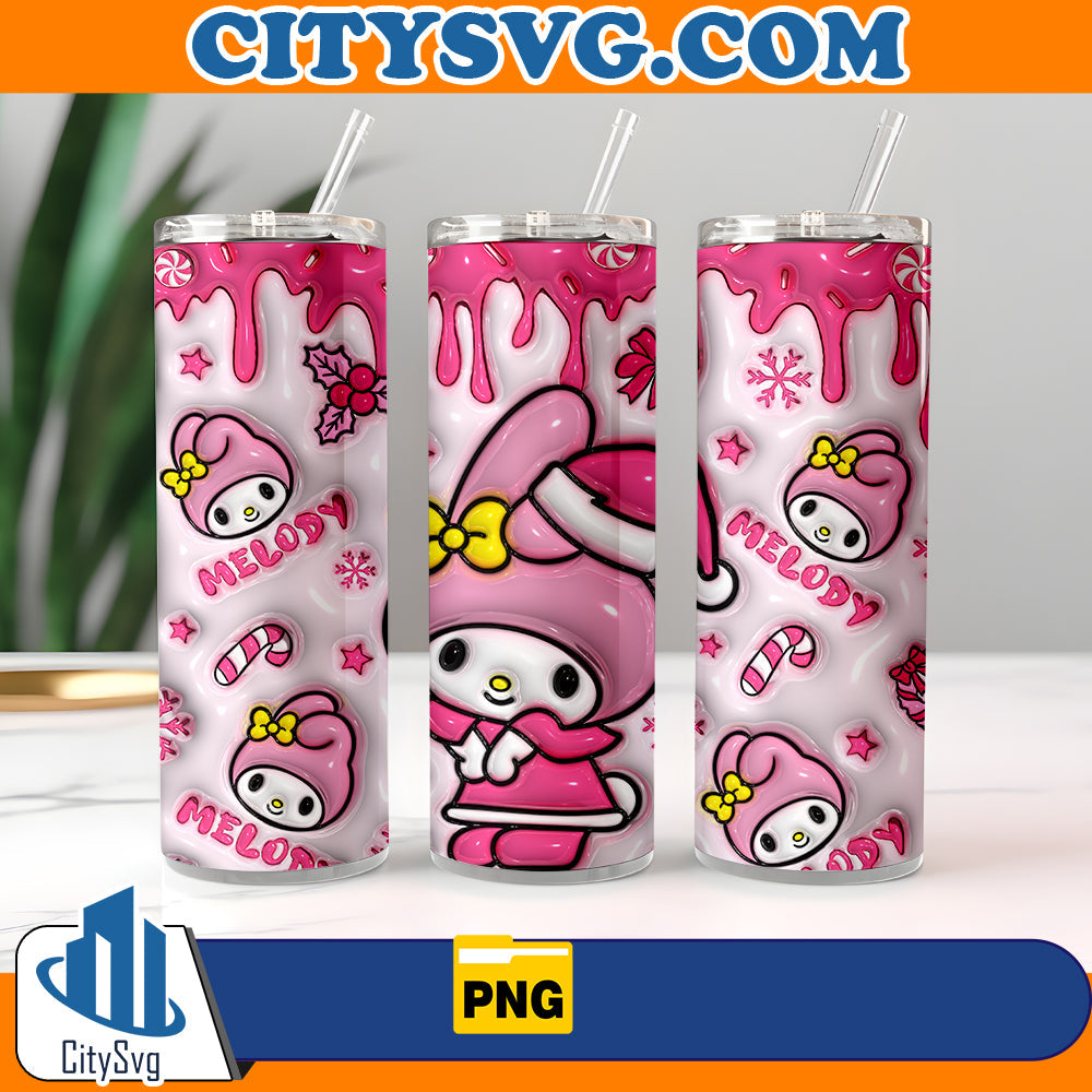 3D Inflated Hello kitty Christmas Tumbler Png CitySvg