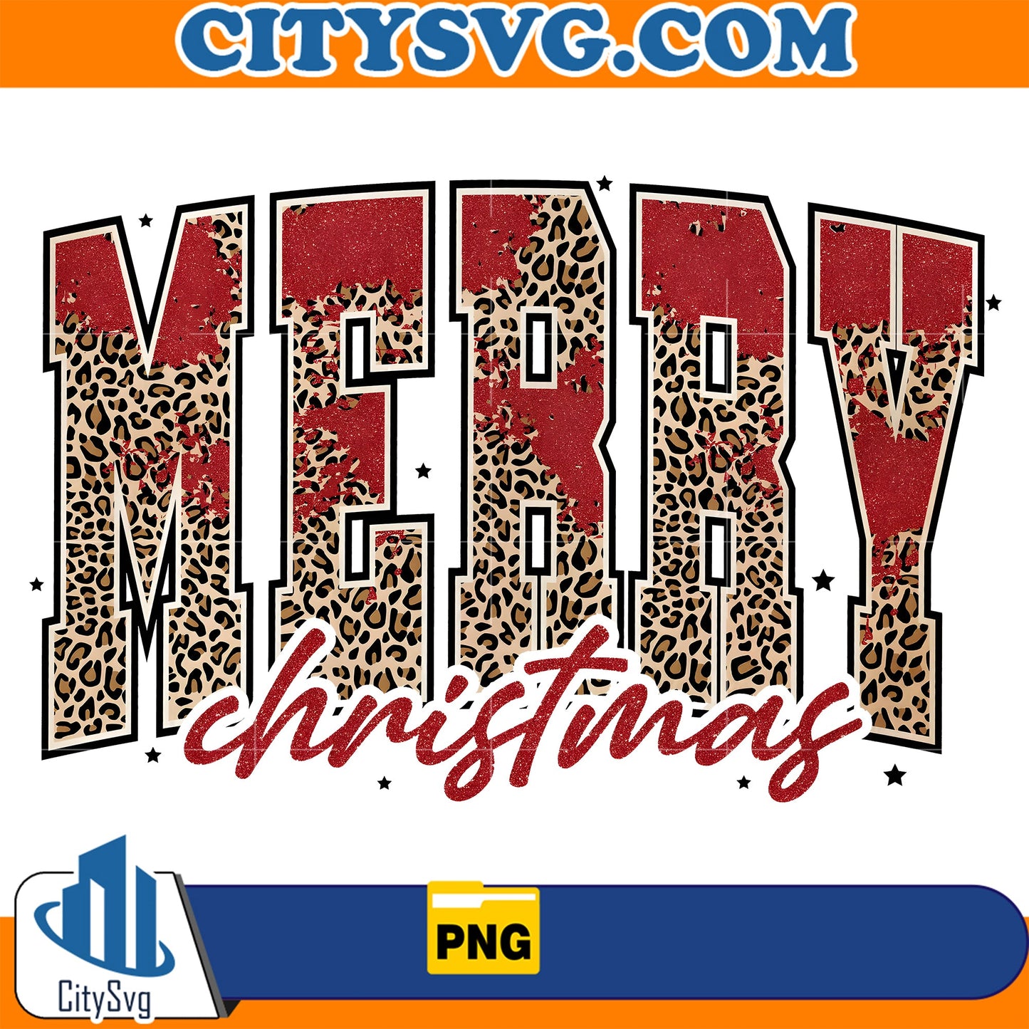 Leopard glitter merry christmas Png CitySvg
