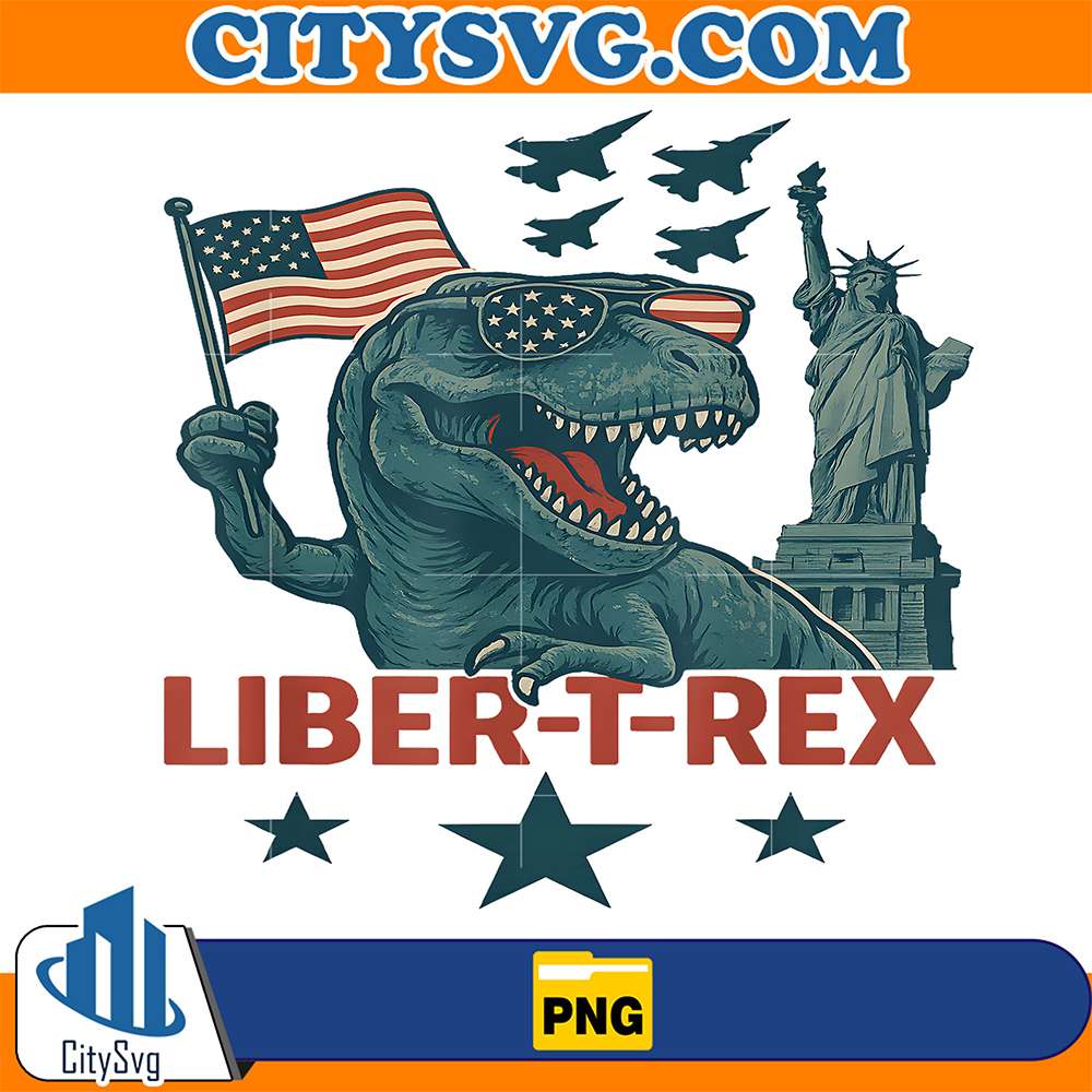 Liber-T-Rex-Dinosaur-Patriotic-And-4th-Of-July-Png