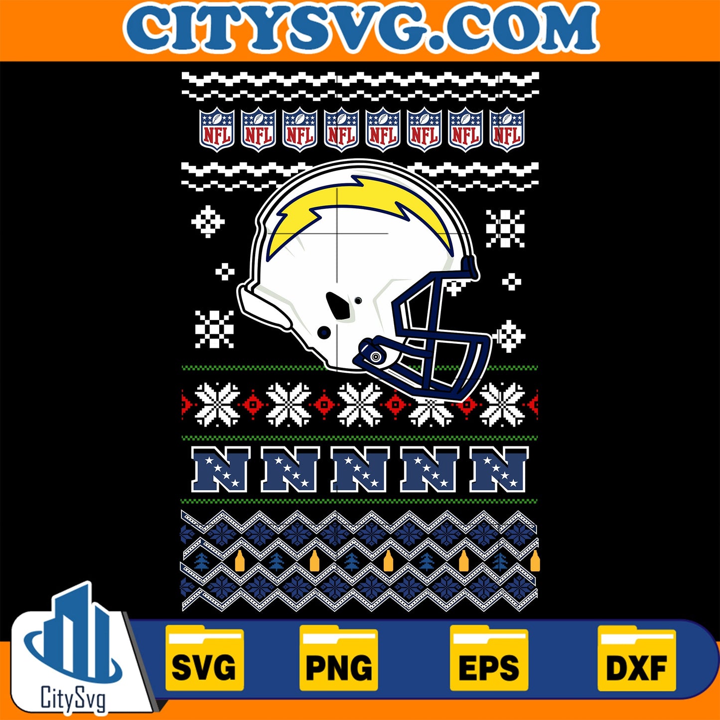 Los Angeles Chargers Christmas Svg CitySvg