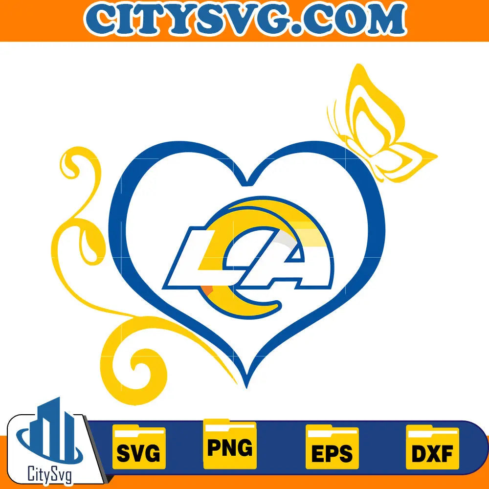 Heart Los Angeles Rams Svg CitySvg