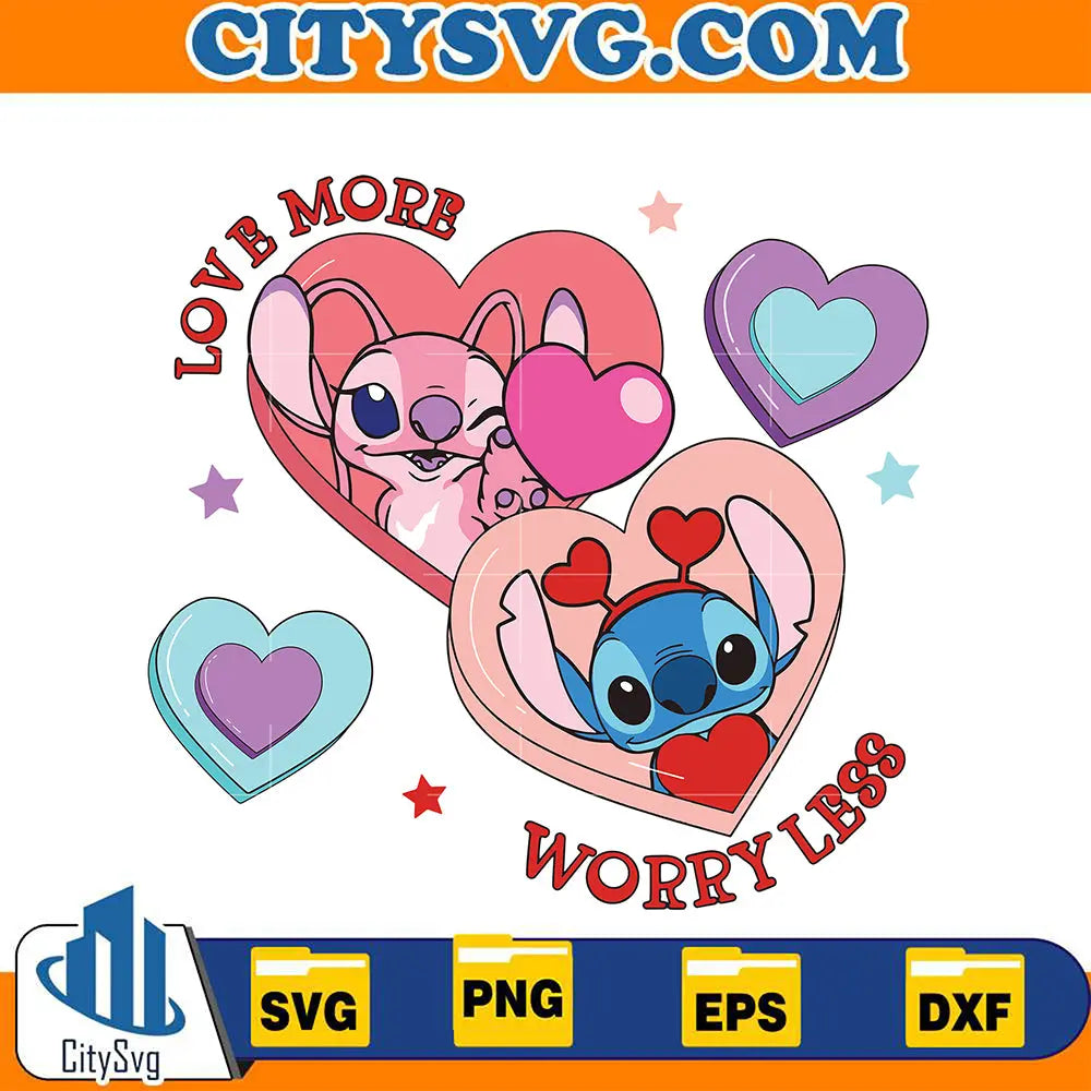 LoveMoreWorryLessHeartStitchAndAngelValentineSvg