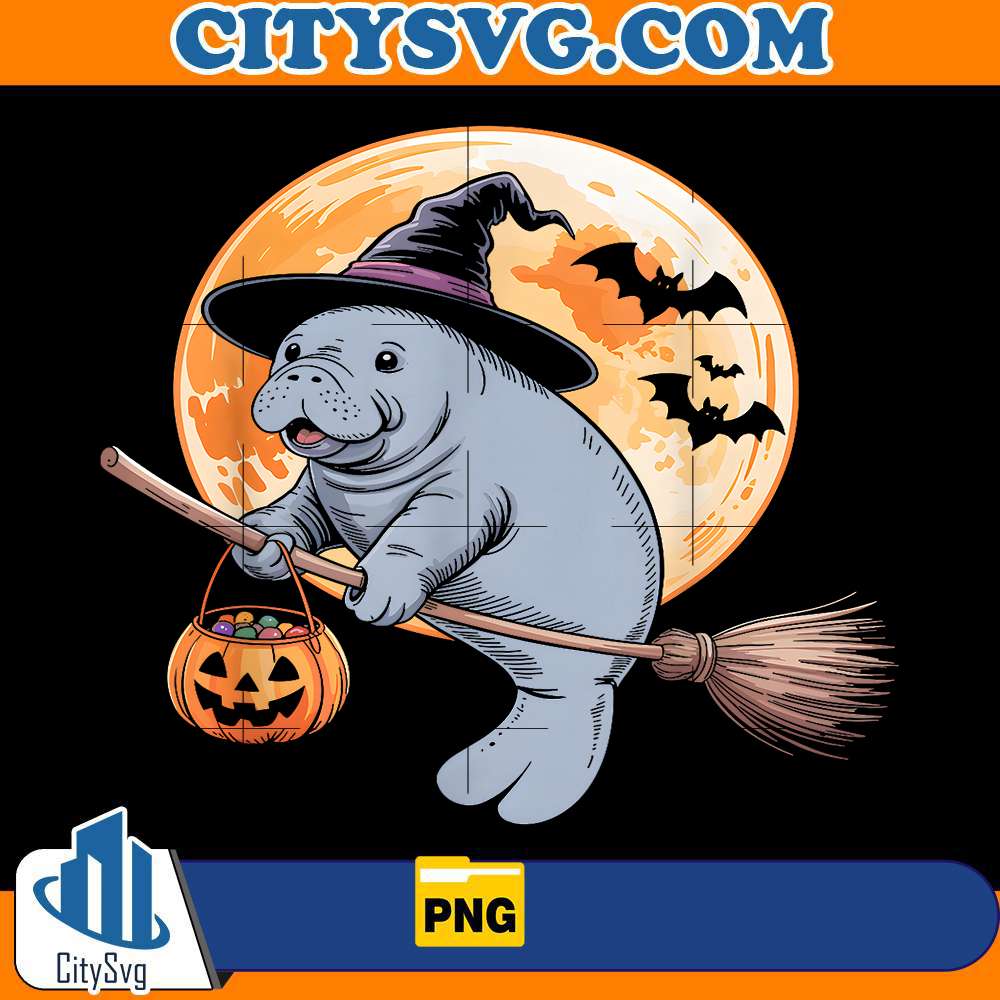 Manatee Witch Hat Pumpkin Halloween Png CitySvg