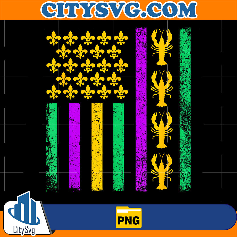 Mardi-Gras-USA-American-Flag-Crawfish-Png
