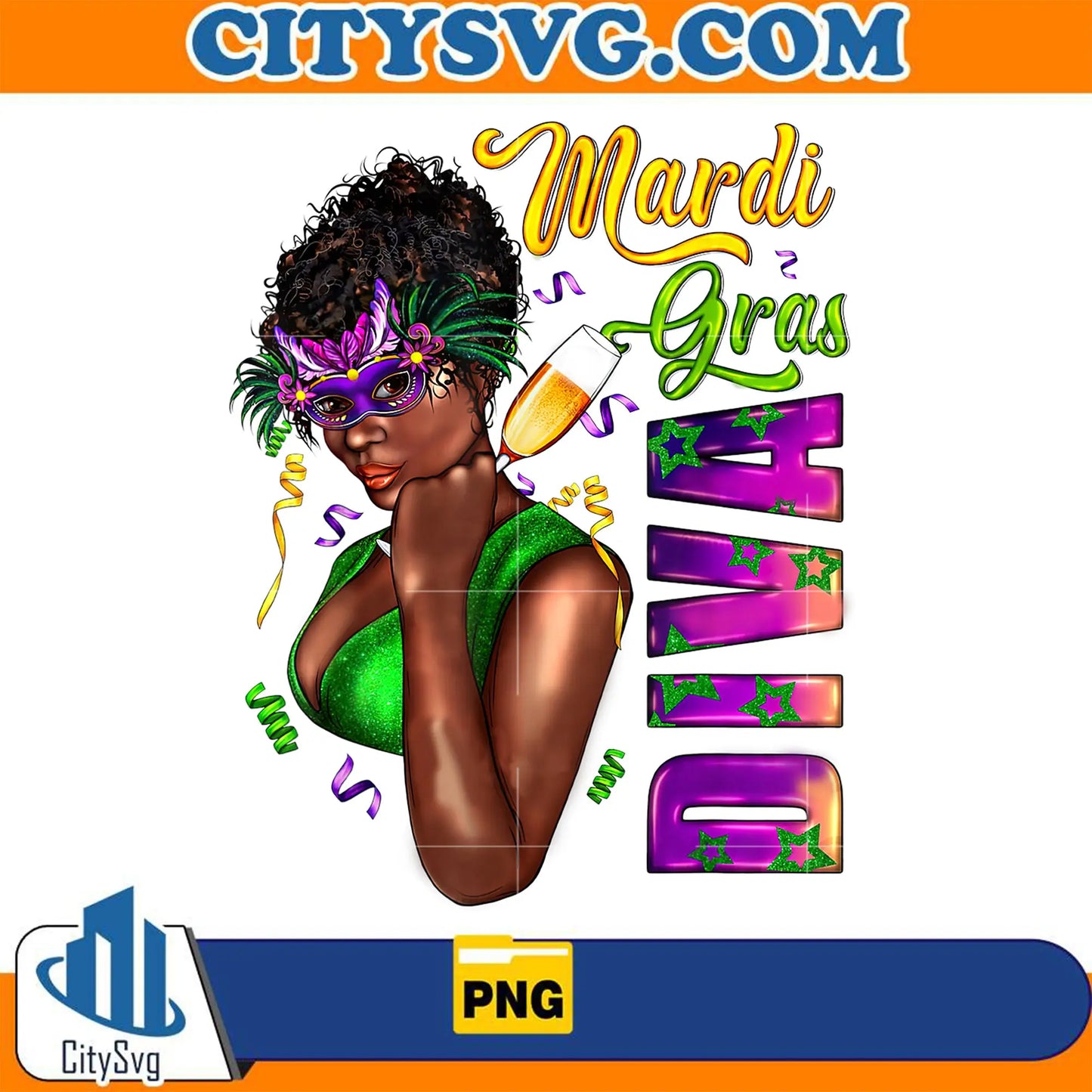 MardiGrasBlackWomanDivaPng_2