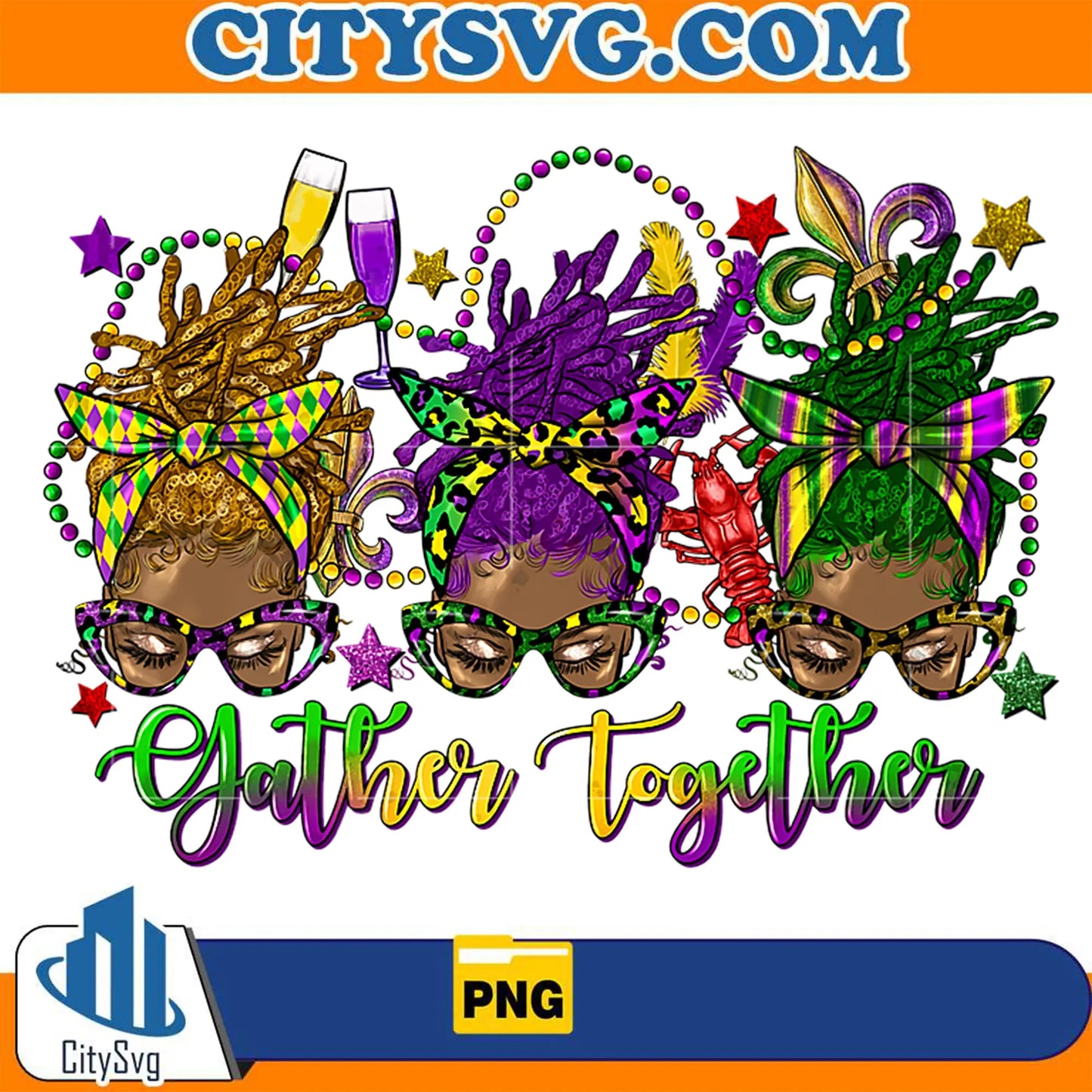 MardiGrasBlackWomanGatherTogetherPng